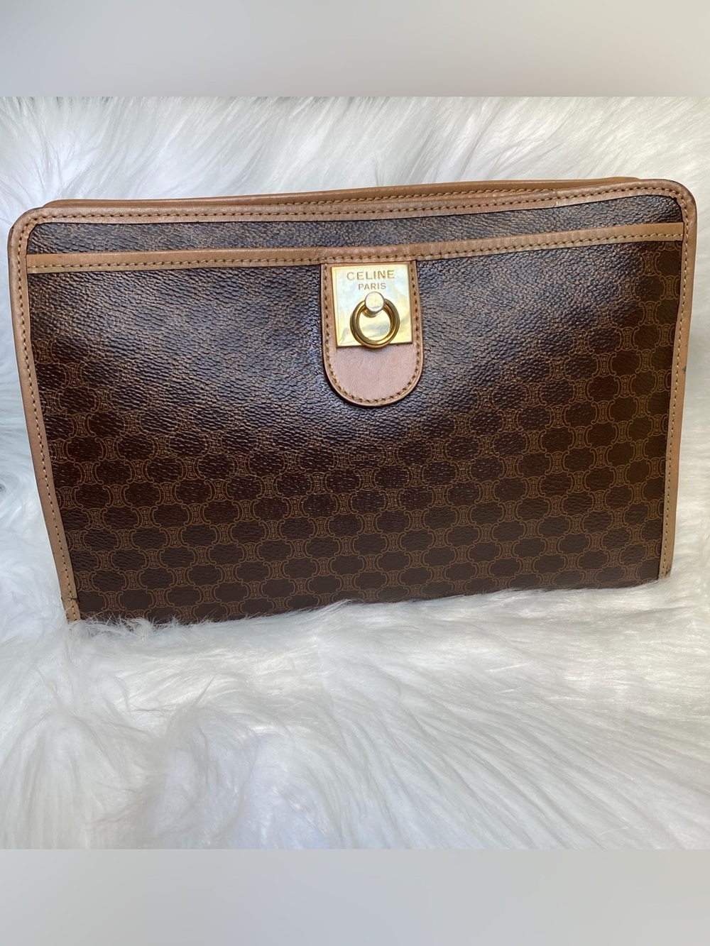 CELINE Paris Vintage Monogram Macadam Pattern
Designer PVC Brown Clutch BAG
